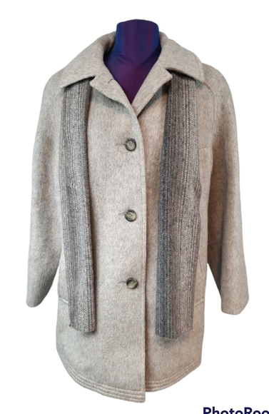 Vintage James Pringle Inverness Wool and Mohair Jacket‎ with Wool Scarf Size 14 - Picture 1 of 9